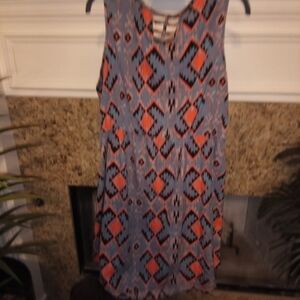 5/$12 Bloom Geometric Patterned Midi Dress Multicolor